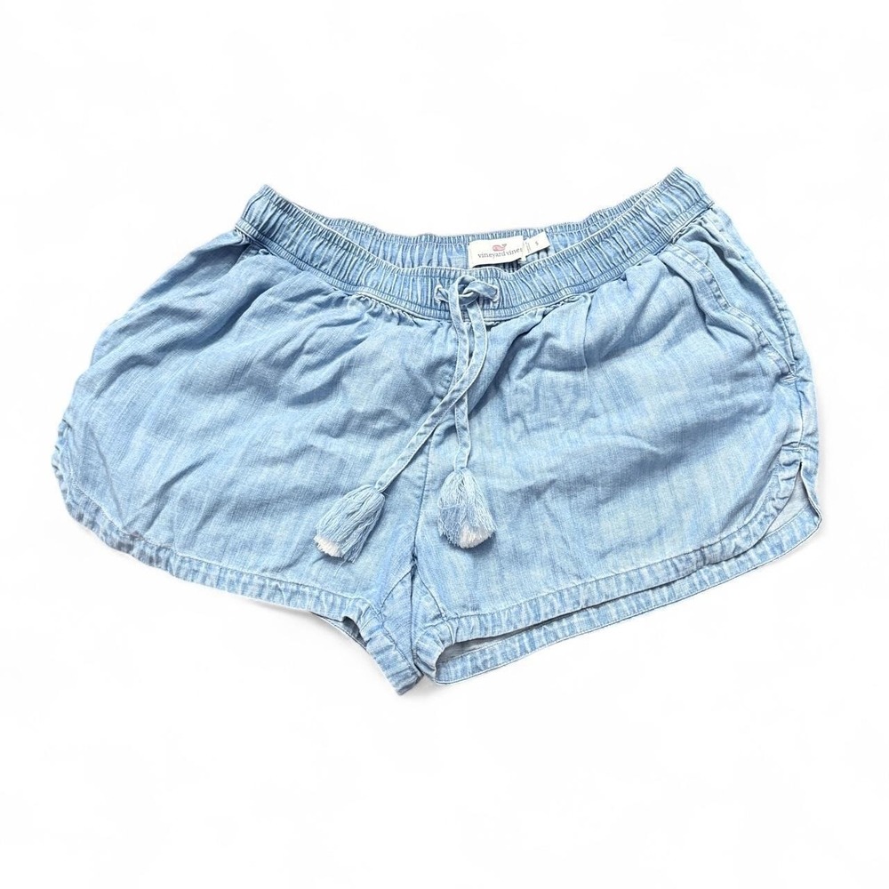 Vineyard Vines Women's Chambray Shorts Tencel Elastic Waist Coastal Preppy
